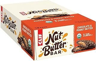 CLIF Bar Nut Butter Bar - Organic Snack Bars - Chocolate Peanut Butter - Organic - Plant Protein - Non-GMO (1.76 Ounce Protein Snack Bars, 12 Count)