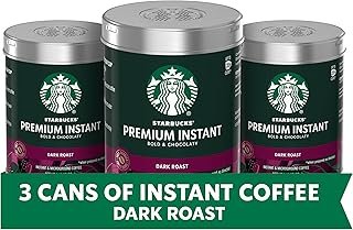 Starbucks Premium Instant Coffee, Dark Roast, 100% Arabica Beans, 3 Pack (3.17 Oz Each)