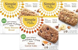 Simple Mills Almond Flour Snack Bars, Variety Pack (Nutty Banana Bread and Spiced Carrot Cake) - Gluten Free, Made with Organic Coconut Oil, Breakfast Bars, Healthy Snacks, 6 Ounce (Pack of 3)