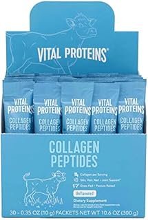 Vital Proteins Collagen Peptides Powder Supplement (Type I, III) Travel Packs, Hydrolyzed Collagen for Skin Hair Nail Joint - Dairy & Gluten Free - 10g per Serving - Unflavored 30 ct per Box