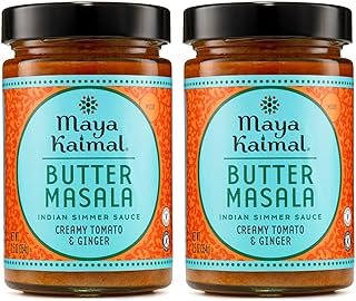 Maya Kaimal Butter Masala Sauce, 12.5 oz, Mild Indian Simmer Sauce with Creamy Tomato and Ginger. Vegetarian, Gluten Free (Pack of 2)