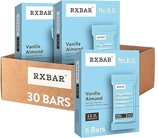 RXBAR Protein Bars, 12g Protein, Gluten Free Snacks, Vanilla Almond (6 Boxes, 30 Bars)