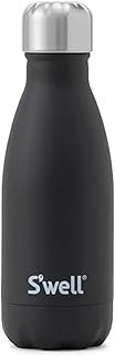 S'well Stainless Steel Water Bottle, 9oz, Onyx, Triple Layered Vacuum Insulated Containers Keeps Drinks Cold for 24 Hours and Hot for 12, BPA Free, Perfect for On the Go