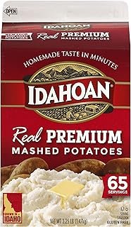 Idahoan Real Premium Mashed Potatoes, Made with Gluten-Free 100-Percent Real Idaho Potatoes, 3.25lb Carton (65 Servings)
