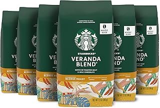Whole Bean Coffee, Starbucks Blonde Roast Coffee, Veranda Blend, 100% Arabica, 6 bags (12 oz each)