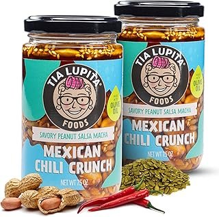 TIA LUPITA Mexican Chili Crunch Peanut – Salsa Macha, Crunchy Morita Chili Oil | Gluten-Free, Non-GMO, Vegan | 7.5 Oz (Pack of 2)