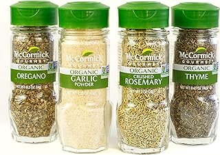 McCormick Gourmet Organic Garlic & Herbs Everyday Basics Variety Pack (Oregano, Garlic Powder, Crushed Rosemary, Thyme), 0.05 lb