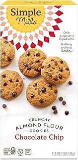 Simple Mills Almond Flour Crunchy Cookies, Chocolate Chip - Gluten Free, Vegan, Healthy Snacks, Made with Organic Coconut Oil, 5.5 Ounce (Pack of 1)