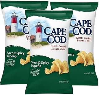 Cape Cod Potato Chips, Kettle Cooked, Sweet & Spicy Jalapeno, 8 oz, (pack of 3)