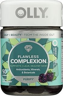 OLLY Flawless Complexion Supplement Berry Fresh Gummy, No Artificial Flavors, 50 Each (Pack of 1)