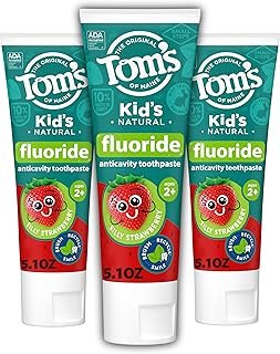 Tom's of Maine ADA Approved Fluoride Kids Toothpaste, Natural Toothpaste, Dye Free, No Artificial Preservatives, Silly Strawberry, 5.1 oz. 3-Pack (Packaging May Vary)