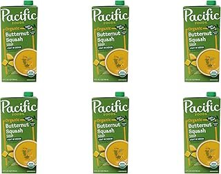 Pacific Foods Organic Butternut Squash Soup, Plant Based Light Sodium Soup, 32 oz Carton (Pack of 6)