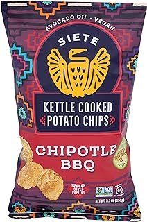 Siete Kettle Cooked Chipotle BBQ Potato Chips, Gluten Free, 5.5 Ounces (Pack Of 6)