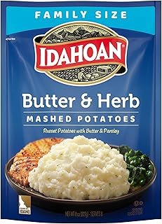 Idahoan Butter & Herb Mashed Potatoes, Naturally Gluten-Free, 100% Real Idaho Potatoes, 8 servings per bag, 8 ounce (Pack of 8)