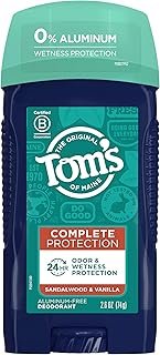 Tom's of Maine Complete Protection Aluminum-Free Natural Deodorant for Men, Sandalwood & Vanilla, 2.6 oz