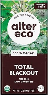 Alter Eco Dark Chocolate Bars | Pure Dark Cocoa, Fair Trade, Organic, Non-GMO, Gluten Free (Total Blackout)