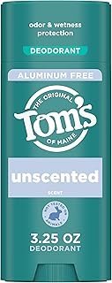 Tom’s of Maine Unscented Aluminum Free Natural Deodorant For Women & Men | Goes on Clear | Odor & Wetness Protection | Naturally Derived and Moisture-Locking Ingredients | 3.25 oz