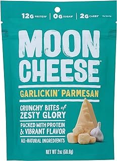 Moon Cheese Garlickin' Parmesan Flavored Snack, Gluten Free, High Protein, Low Carb, Keto Friendly, 2 Ounce (Pack of 12)