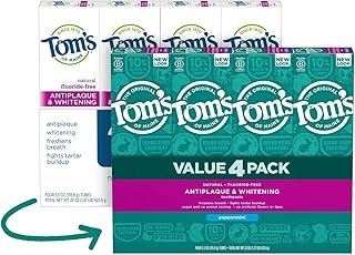 Tom's of Maine Fluoride-Free Antiplaque & Whitening Toothpaste, Peppermint (5.5 oz., 4 pk.)
