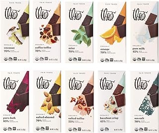 THEO Chocolate Organic Milk + Dark Chocolate Classic Sampler Variety 10 Pack | Fair Trade, Chocolate Gift