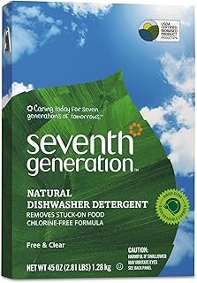 Seventh Generation SEV 22150 Natural Automatic Dishwasher Powder, Free and Clear, 45 oz. Box (Pack of 12)