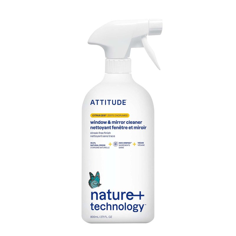 ATTITUDE Window & Glass Cleaner - EWG VERIFIED, Plant-Based, Vegan & Cruelty-free (Eco-Refill Available)