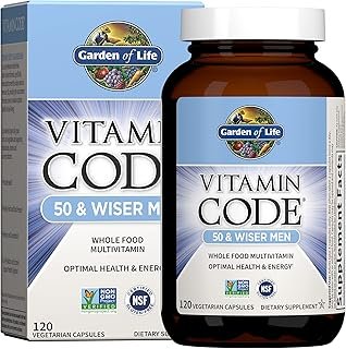Garden of Life Multivitamin for Men - Vitamin Code 50 & Wiser Men's Raw Whole Food Vitamin Supplement with Probiotics, Vegetarian, 120 Capsules