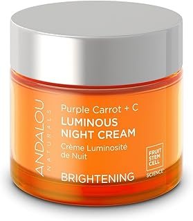 Andalou Naturals Purple Carrot + Vitamin C Luminous Skin Night Cream - Hydrating Face Moisturizer - With Fruit Stem Cell Complex for Radiant Skin - 1.7 fl oz