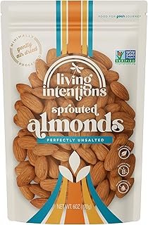 Living Intentions Activated Sprouted Nuts, Unsalted Almonds, Gluten Free, Vegan, Paleo, 6 Ounce