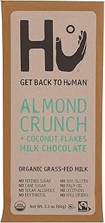 Hu Organic Almond Crunch + Coconut Flakes in Milk Chocolate Bar, Gluten Free, No Refined Sugar, 2.1 Ounces (Pack Of 6)