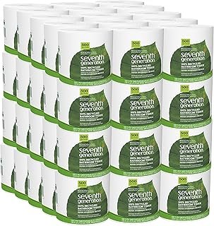 Seventh Generation White Toilet Paper 2-ply 100% Recycled Paper, 500 sheets, Pack of 60