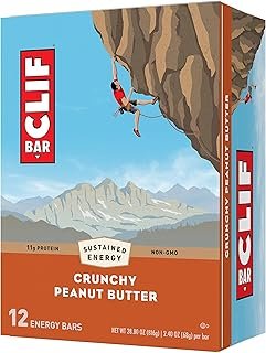 CLIF Bar Crunchy Peanut Butter - Made with Organic Oats - Energy Bars - Non-GMO - Plant Based Protein Bars (12 Pack)