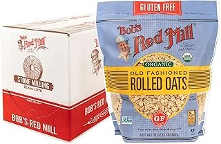 Bob's Red Mill Gluten Free Organic Old Fashioned Rolled Oats, 32oz (Pack of 4) - Non GMO, Whole Grain, Vegan, Kosher