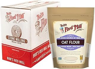 Bob's Red Mill Whole Grain Oat Flour, 20oz (Pack of 4) - Whole Grain, Vegan, Kosher