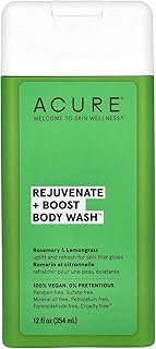 Acure Rejuvenate + Boost Body Wash | Features Rosemary & Lemongrass to Uplift The Senses Leaving Your Body Clean & Refreshed, 12 Fl Oz