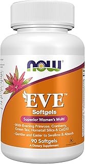 NOW Foods Supplements, Eve™ Women's Multivitamin with Evening Primrose, Cranberry, Green Tea, Horsetail Silica & CoQ10, 90 Softgels