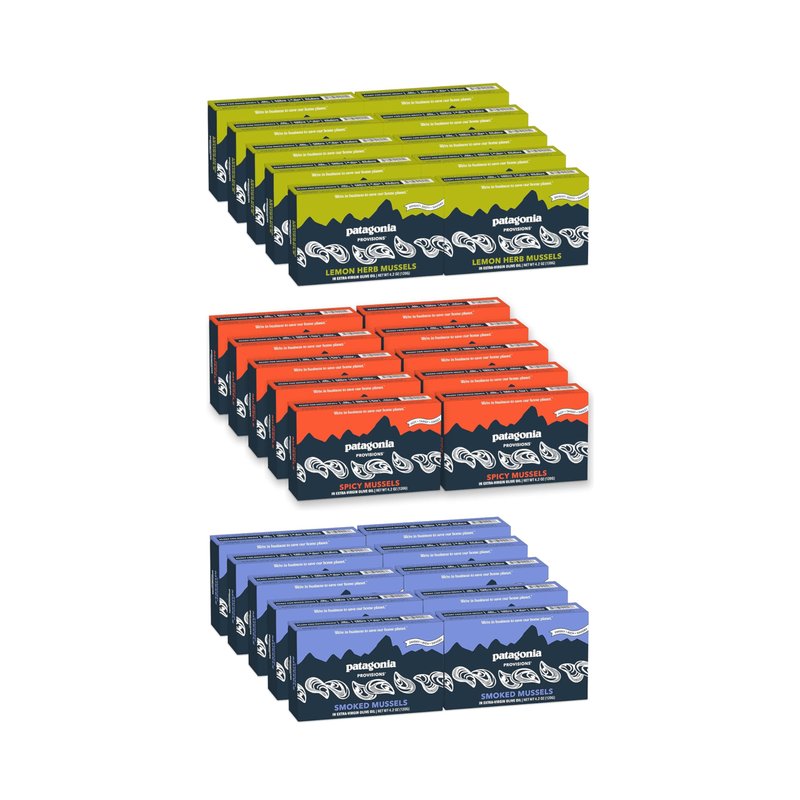 Patagonia Provisions Canned Mussels Bulk Bundle | Responsibly Sourced in Spain | Bundle of 30 | Smoked, Spicy, Lemon Herb