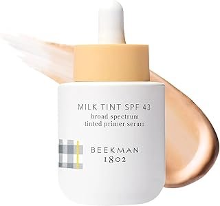 Beekman 1802 Milk Tint Face Primer with SPF 43, Medium - Oxybenzone Free - 1 oz - Tinted Mineral SPF, Makeup Primer & Moisturizer - Blends Easily - Good for Sensitive Skin - Cruelty Free