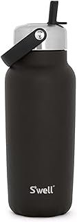 S'well Recycled Stainless Steel Explorer with Flip Straw Lid, 32oz, Onyx, Triple Layered Vacuum Insulated Containers Keeps Drinks Cold for 42 Hours and Hot for 10