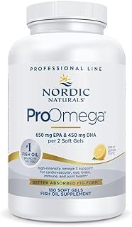 Nordic Naturals ProOmega, Lemon Flavor - 180 Soft Gels - 1280 mg Omega-3 - High-Potency Fish Oil with EPA & DHA - Promotes Brain, Eye, Heart, & Immune Health - Non-GMO - 90 Servings