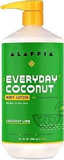 Alaffia EveryDay Coconut Hydrating Body Lotion, Normal to Dry Skin, Moisturizing Support for Soft & Supple Skin, Coconut Lime, 32 Fl Oz