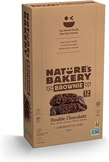 Nature’s Bakery Whole Wheat Fig Bars, Double Chocolate Brownie, Real Fruit, Vegan, Non-GMO, Snack bar, 1 box with 12 twin packs (12 twin packs)
