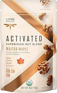 Living Intentions Sprouted Organic Nut Blend– Malted Maple– NonGMO – Gluten Free – Vegan Paleo – 4 Ounce Unit