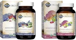 Garden of Life Organics Men's & Women's 40+ Once Daily Whole Food Multivitamins - 60 Tablet Bottles, Vegan Vitamins & Minerals