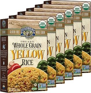 Lundberg Family Farms - Organic Whole Grain Yellow Rice, Savory Blend, Side Dish, Pantry Staple, 100% Whole Grain, Non-GMO, Gluten-Free, USDA Certified Organic, Vegan, Kosher (6 oz, 6-Pack)