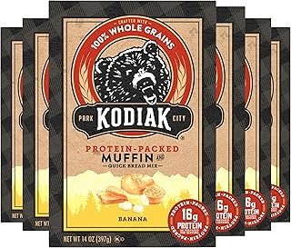 Kodiak Cakes Muffin Baking Mix, Banana, High Protein, 100% Whole Grains, (Pack of 6)