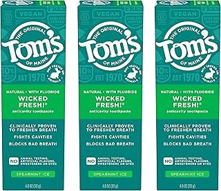 Tom's of Maine Wicked Fresh! Natural Anticavity Toothpaste, with Fluoride, 3 Pack, 4.0oz