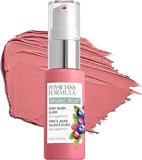 Physicians Formula Organic Wear Natural Dewy Face Blush Makeup Elixir, Pink Berry, 0.5 Fl Ounce