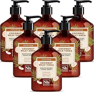 Soapbox Coconut Milk & Shea Moisturizing Hand Soap for Bathroom & Kitchen with Pump Dispenser, (6 Pack, 8oz Each)