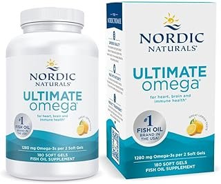 Nordic Naturals Ultimate Omega, Lemon Flavor - 180 Soft Gels - 1280 mg Omega-3 - High-Potency Fish Oil with EPA & DHA - Promotes Brain & Heart Health - Non-GMO - 90 Servings